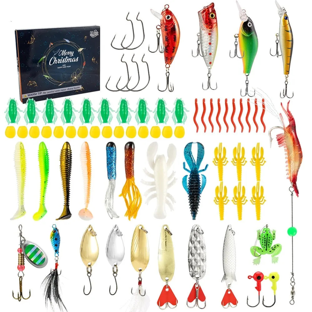 Metal Christmas Mino Bog themed 24-piece blind box fishing set in 01 style colour.
