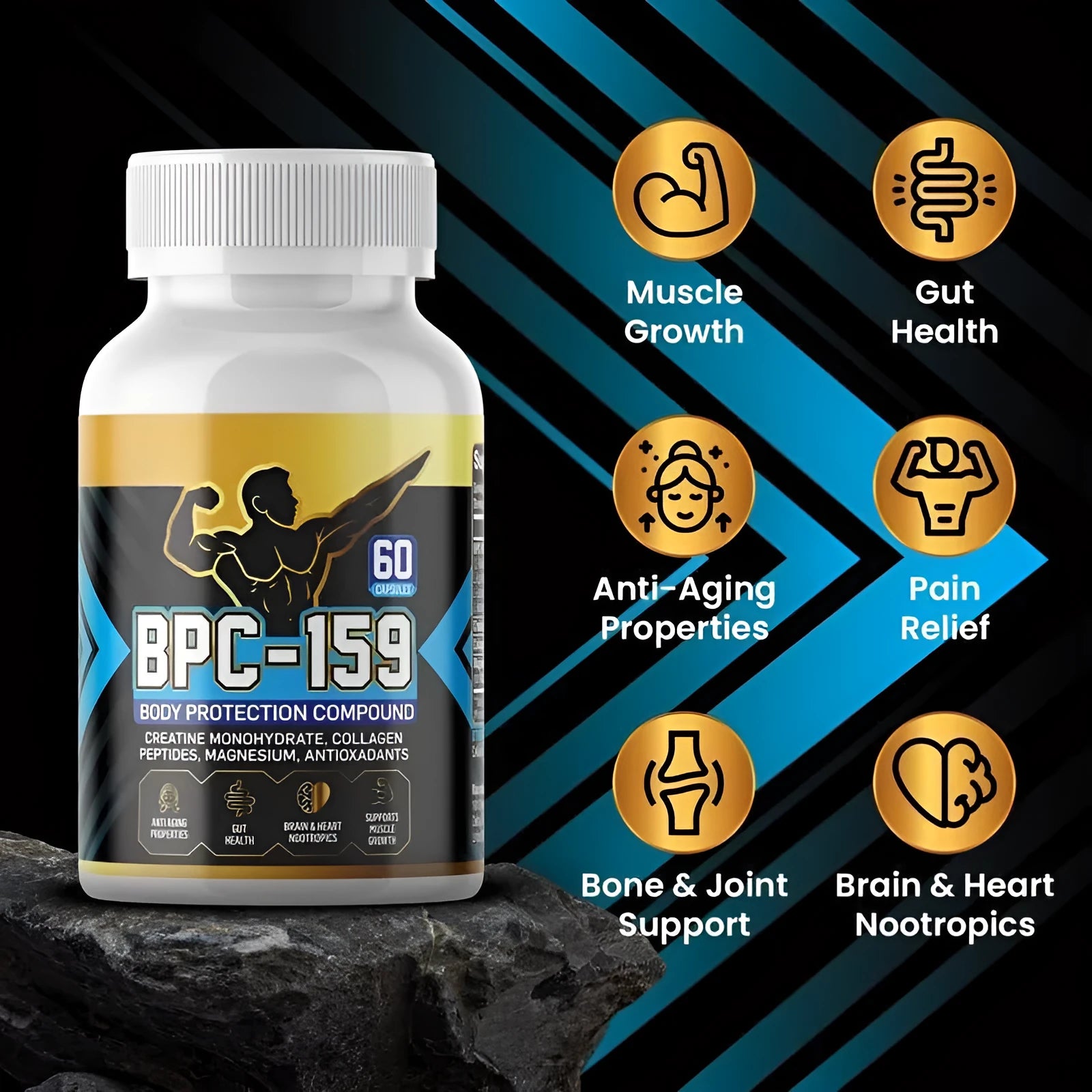 Body energy supplement capsules in single bottle packaging with standardised formulation
