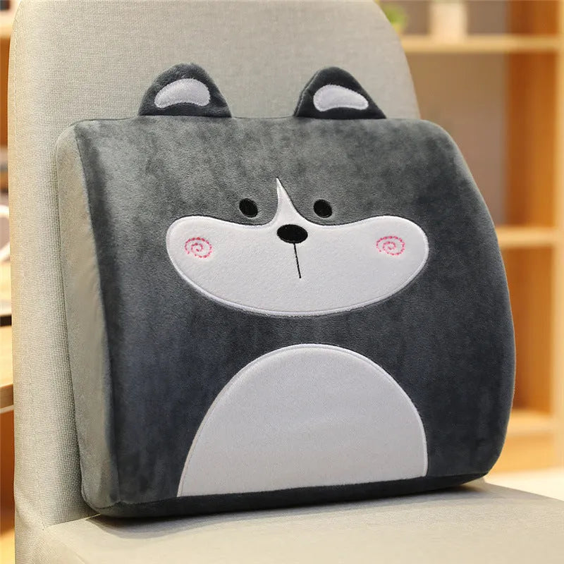 Cartoon memory foam car seat cushion with embroidered design and removable washable cover in various character styles