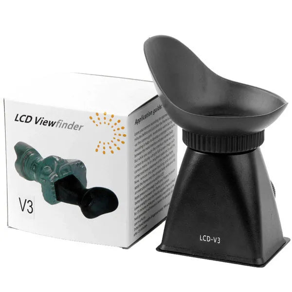 Black camera LCD magnifier with magnetic mount for DSLR and mirrorless cameras