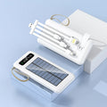 Solar power bank in black or white with capacity display showing 20000mAh or 30000mAh options