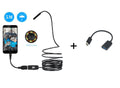 OWSOO USB endoscope camera with 7mm lens, 5m cable, magnet, hook and side audition tools on a white background.