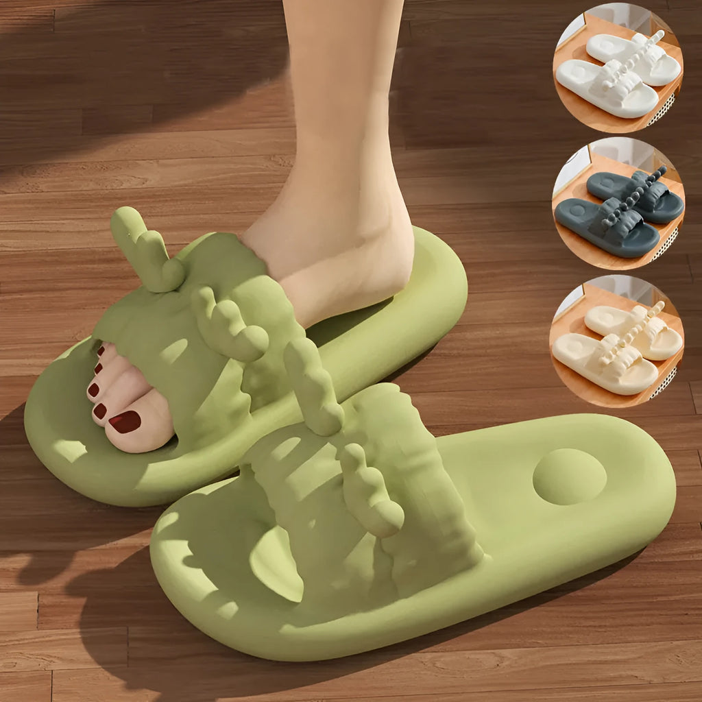 Deer horn design flip flop slippers with non-slip soles in light yellow colour