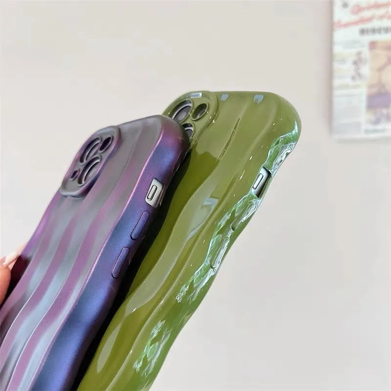 Ripple wave textured silicone phone case for iPhone 17 series in multiple colour options