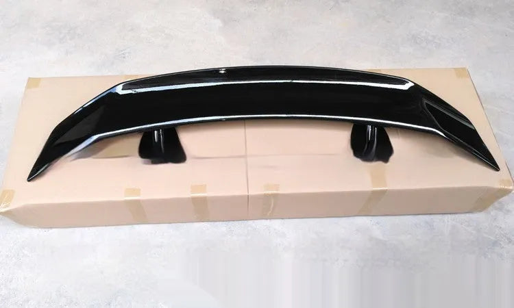Universal punch-free ABS plastic car tail wing spoiler in bright black finish