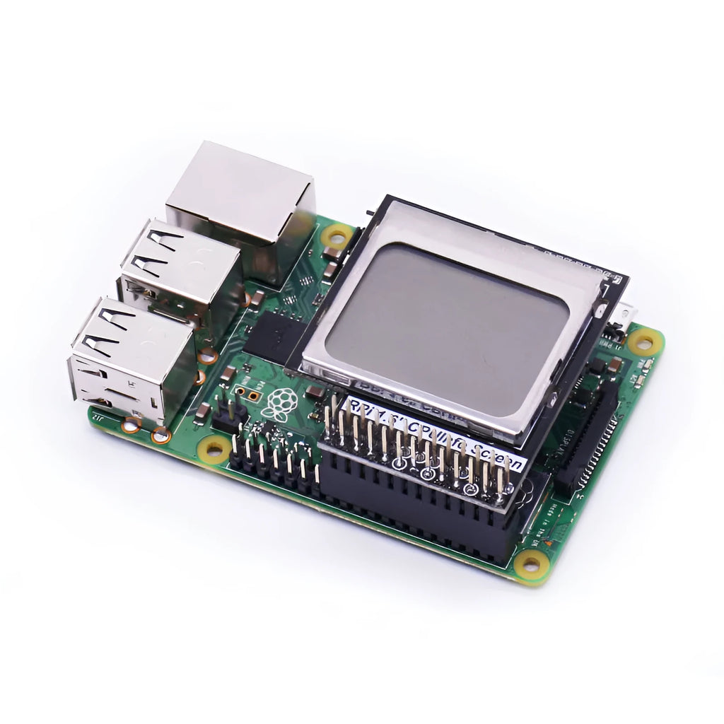 Raspberry Pi 1.6 inch LCD display with backlight switch showing CPU information