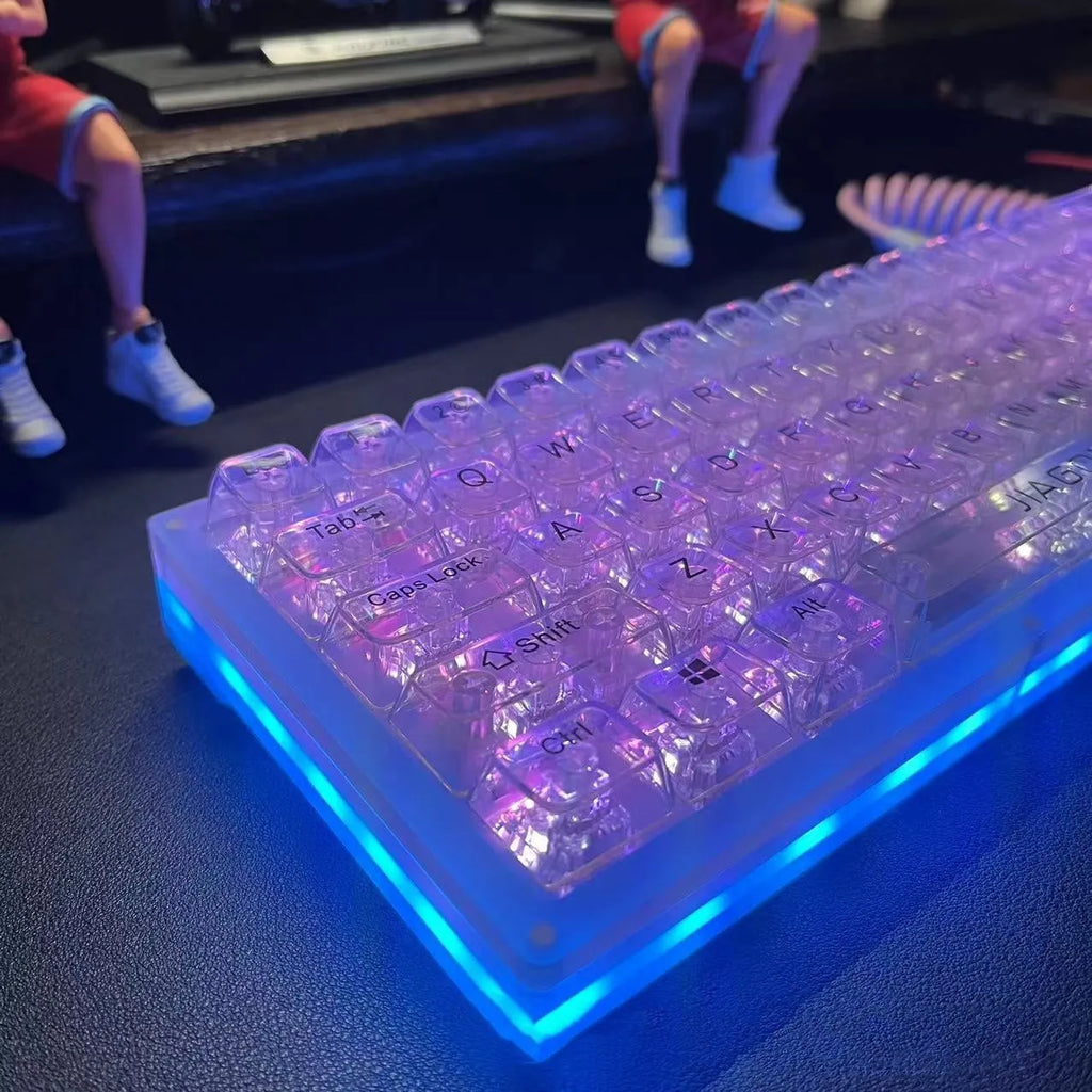 132 transparent plastic key caps for mechanical keyboard customisation with RGB lighting