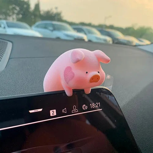 Colourful resin cartoon pig car ornament for dashboard decoration