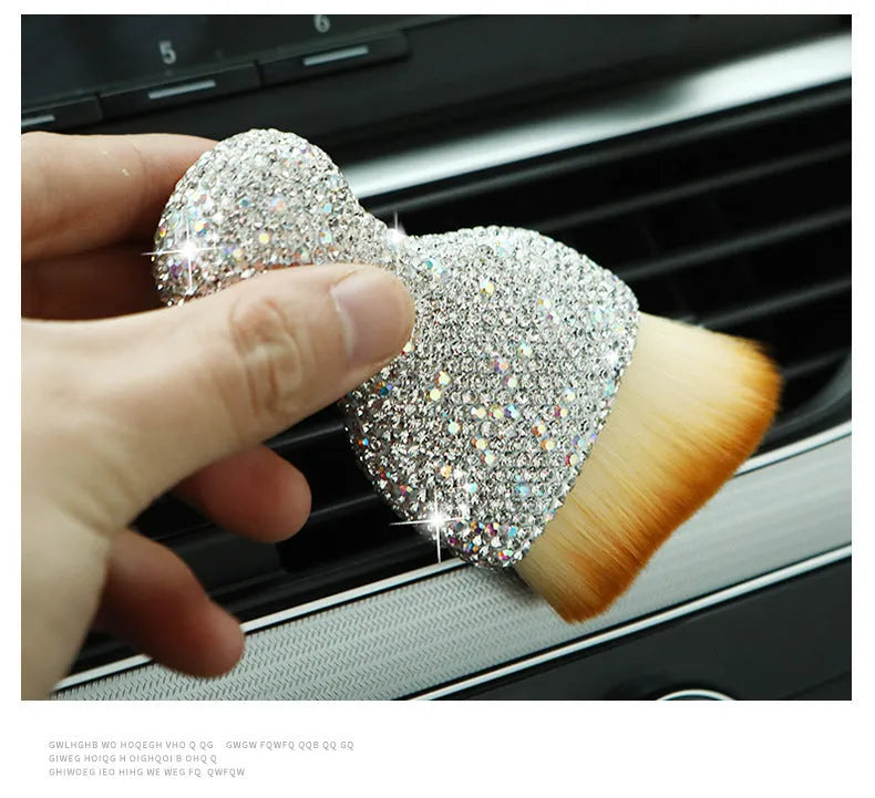 PVC soft brush for car interior dust removal, 10 cm long, in white, pink, or black colour.