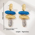 Geometric stud earrings with multicolour electroplated finish on zinc alloy