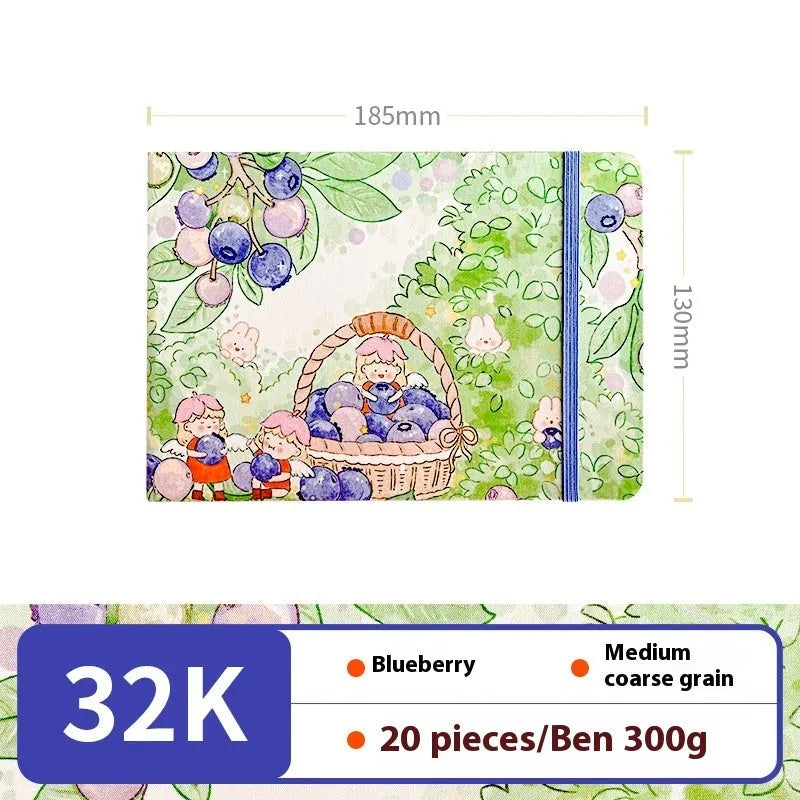Feiluniao handmade fabric watercolour sketchbook with decorative cover, shown at 185mm length.