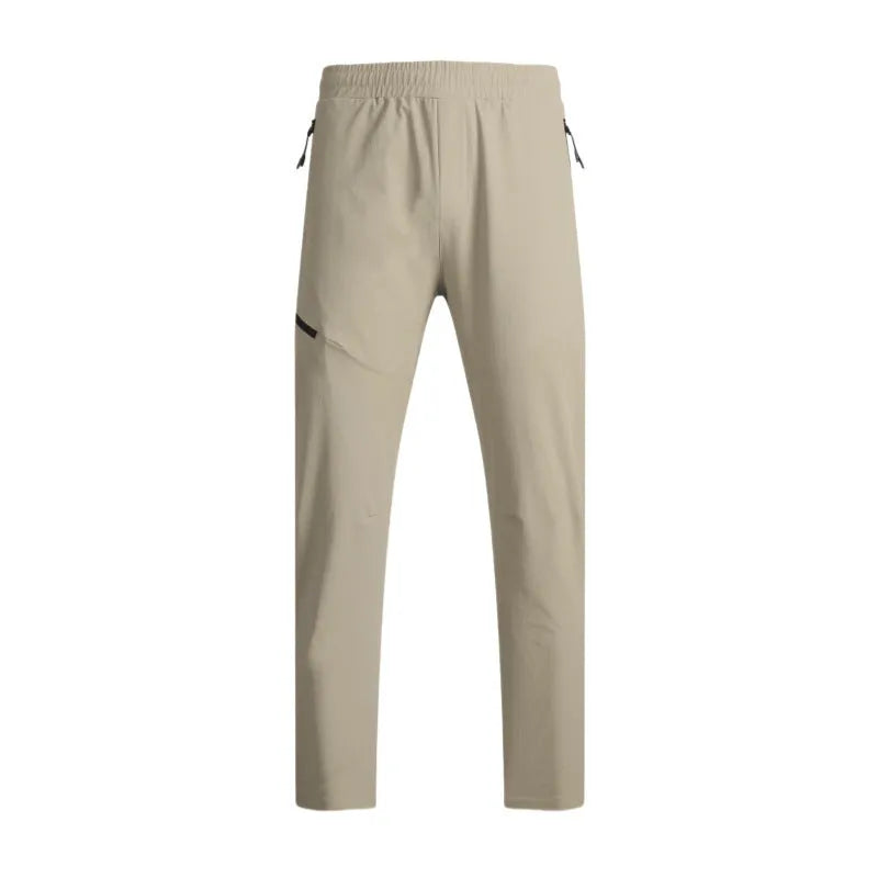 Men's Army Green waterproof quick-drying nylon workout pants, trousers length with mid waist.