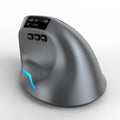 Gray Bluetooth vertical mouse with ergonomic grip and self-charging feature