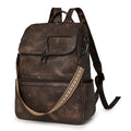 Retro college student backpack in PU leather with curved shoulder straps and solid colour options