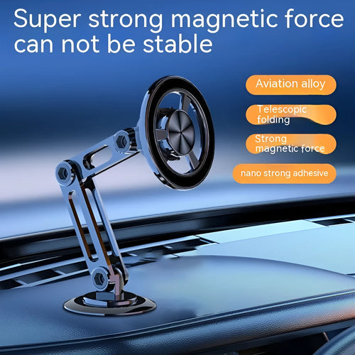 All-metal magnetic car phone holder with magnetic rings and adhesive pads in four colour options