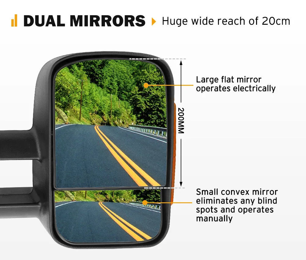 Black electric exterior rear vision mirror for Nissan D23 NP300 2015 onwards pickup truck