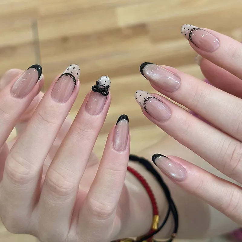 Sweet girly press-on false nails with 500 pieces of 3D heart, star, cloud, and butterfly stickers.