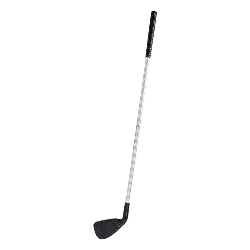 Metal golf club set showing adult and children's sizes for outdoor practice and recreational sports