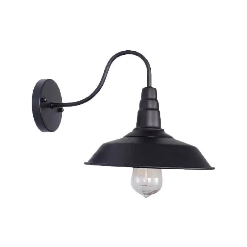 Retro-style outdoor wall lamp for a villa courtyard, shown in copper and silver finish options.