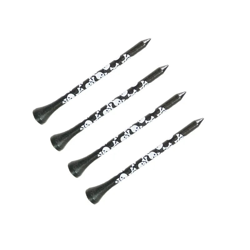 Black skull print bamboo golf dowel pins in 70mm and 83mm length options