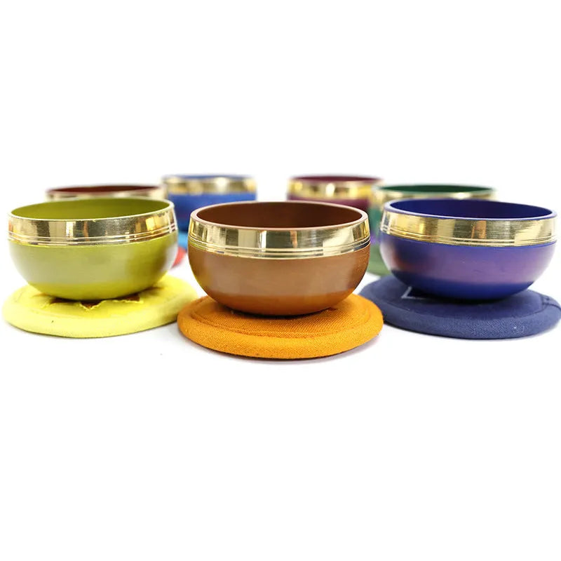 Handmade Himalayan singing bowl in multiple colours measuring 8cm diameter for meditation and yoga