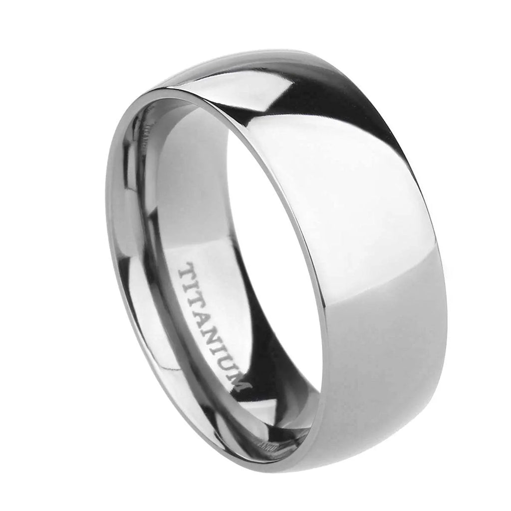 Silver titanium steel ring with matte grinding finish, shown in different width options on a finger.