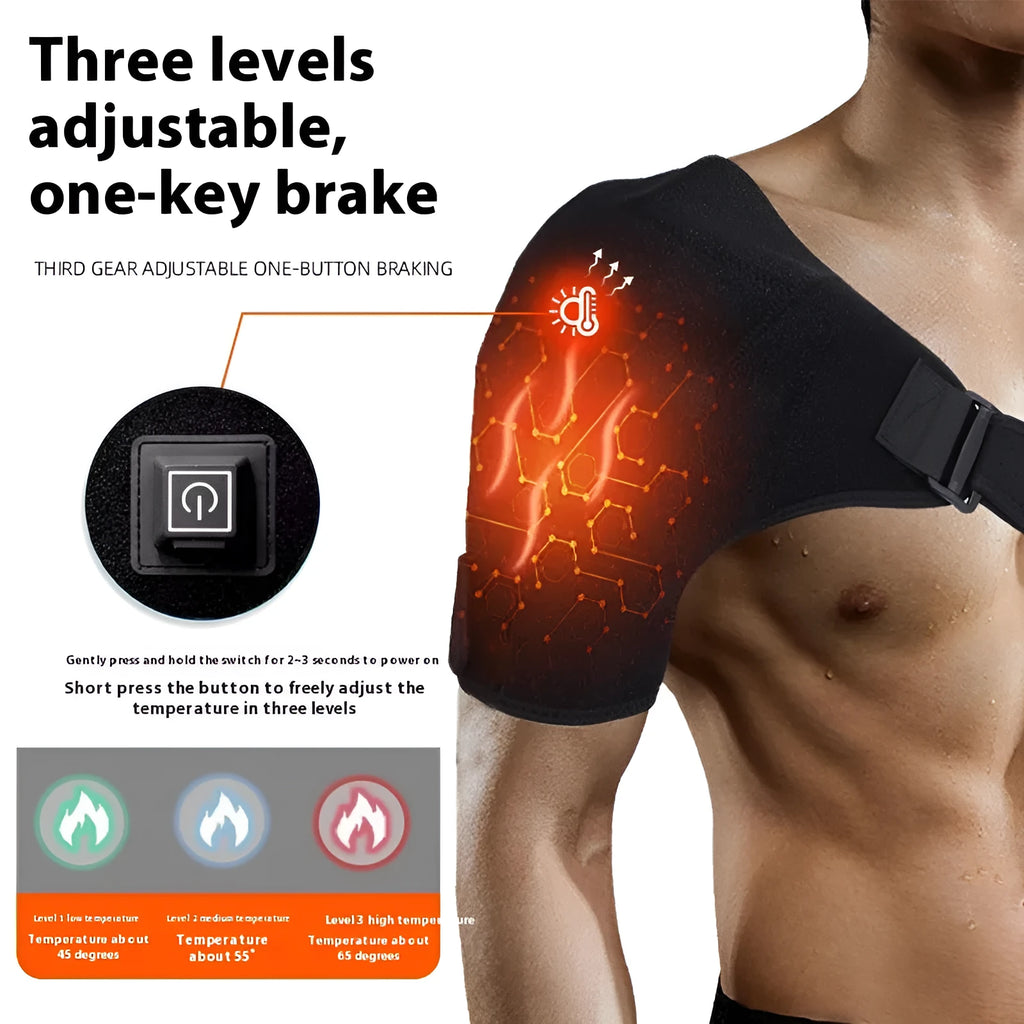 USB electric heating shoulder pad shown as a single padded unit with a USB cable for power.