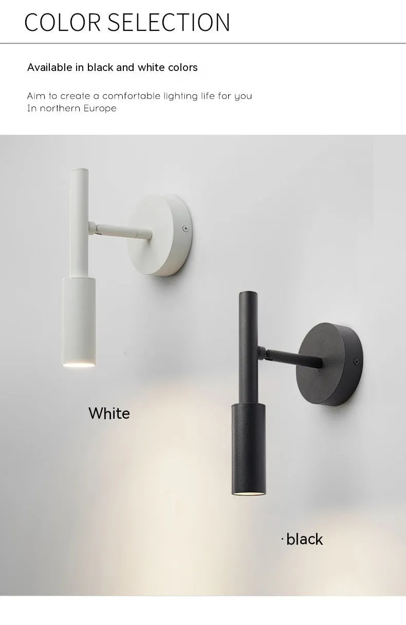 Modern wrought iron wall lamp in black finish with three-colour adjustable lighting