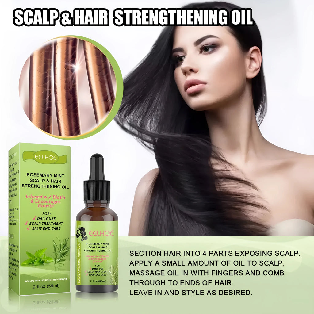 59ml bottle of Rosemary Mint Hair Growth Fluid for scalp massage and hair nourishment