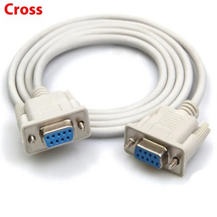 Milky white DB9 female-to-female serial cable measuring 1.5 metres in length