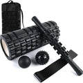 Black six-piece foam massage roller measuring 33cm length for fitness and health applications