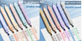 Set of double-headed fluorescent marking pens with refillable cartridges, showing chisel and bullet tips, in a mix of bright colours.