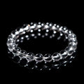 Natural Donghai white crystal bracelet with round water beads on a wrist, showing geometrical unisex design.