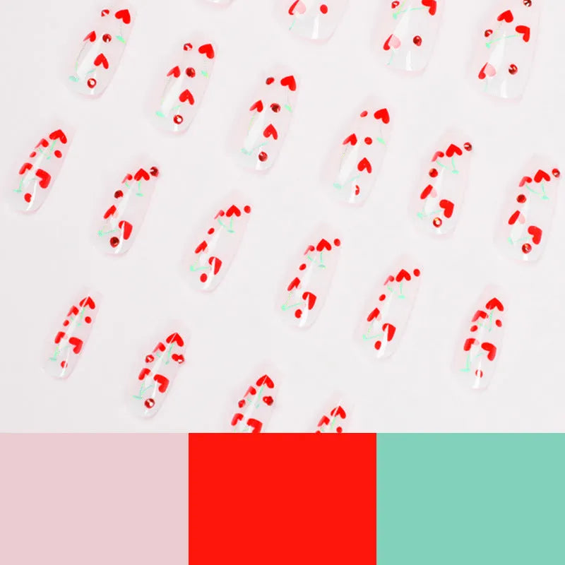 French love red diamond small cherry nail armour pieces with adhesive glue in JP1601 colour