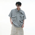 Men's geometric print polo shirt with deconstructed collar in loose fit