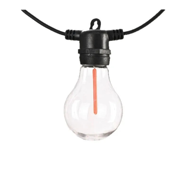 Outdoor waterproof decorative string lights with transparent meteor-shaped LED bulbs