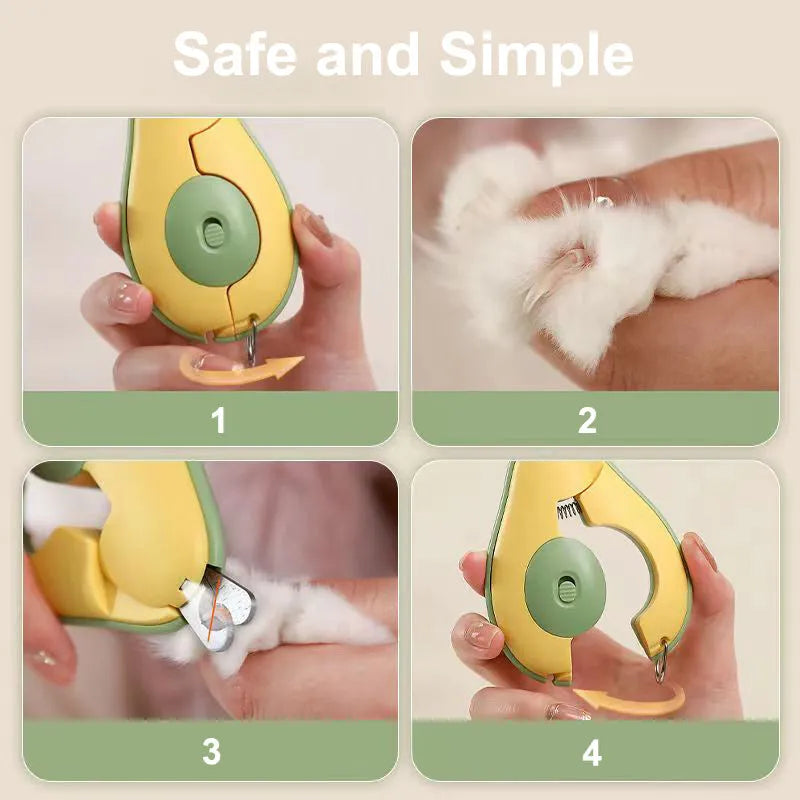 Professional LED pet nail clipper for small dogs and cats in green, pink, and white colour options