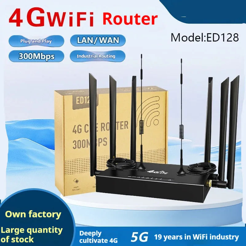 Industrial-grade 4G/3G router with removable iron box casing and multiple power supply configurations