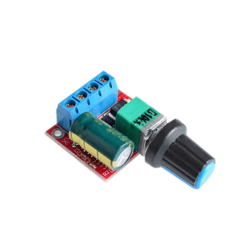 Compact PWM DC motor governor with potentiometer knob for speed control