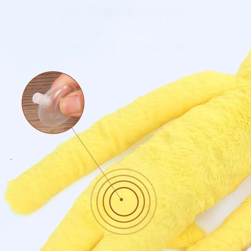Plush Golden Retriever dog toy in pink or yellow with a crinkly paper sound feature.