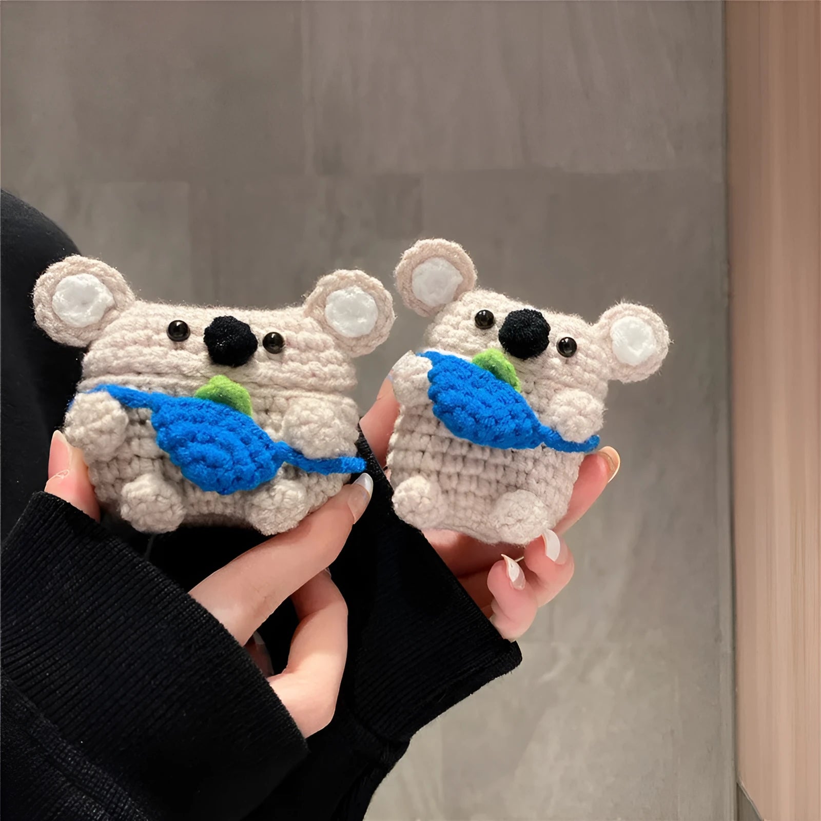 Knitted koala bear backpack design AirPods protective case cover