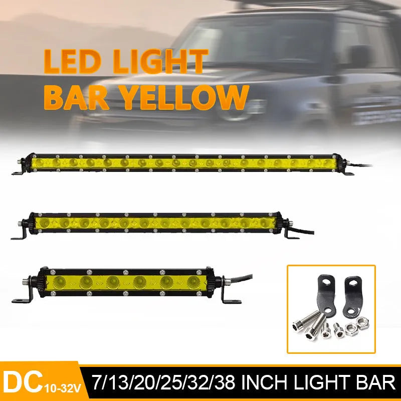 25-inch long silver aluminium single row LED car light bar with mounting brackets
