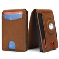 Men's slim card holder in microfiber with synthetic leather lining in black, dark brown, or light brown