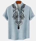 Men's striped linen casual shirt with personalised buttons in a loose fit