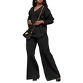 Women's brown suede two-piece casual suit with split sleeves in Japanese Korean style