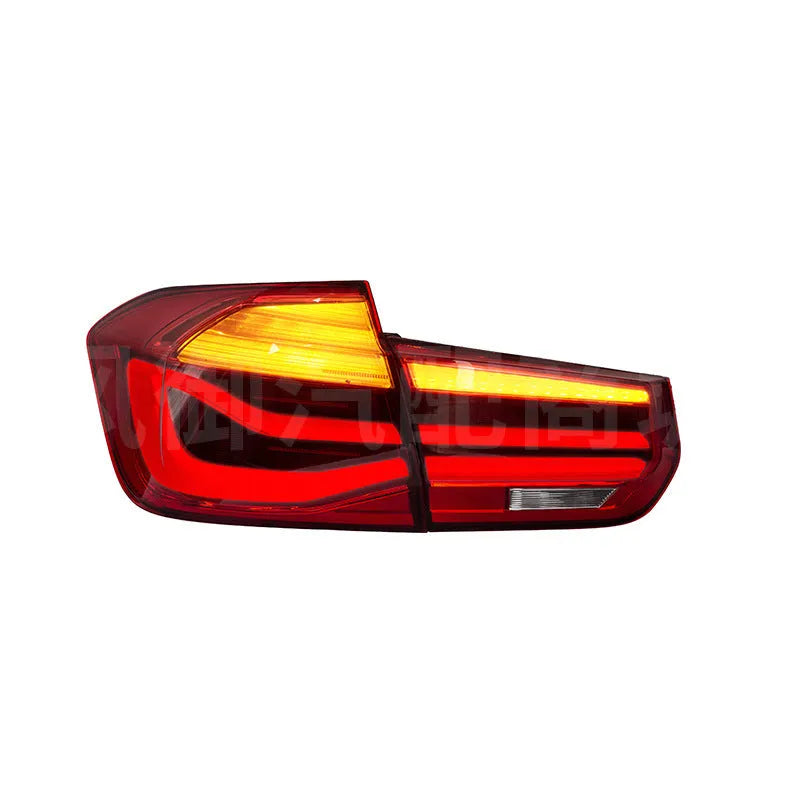 BMW 3 Series aftermarket tail light assembly with streamer design and LED running lights