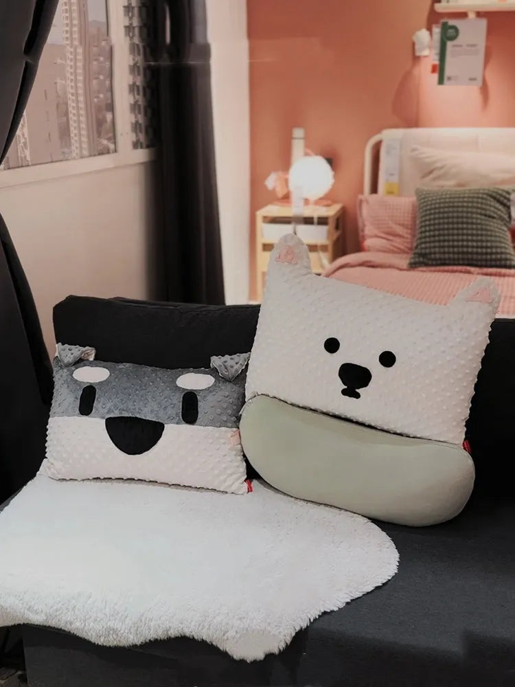 Grey Schnauzer or white West Highland Terrier printed dog pillow cushion measuring 50x35cm