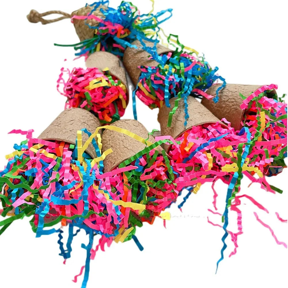 38cm hanging paper cup palm weaving parrot chewing toy for large birds