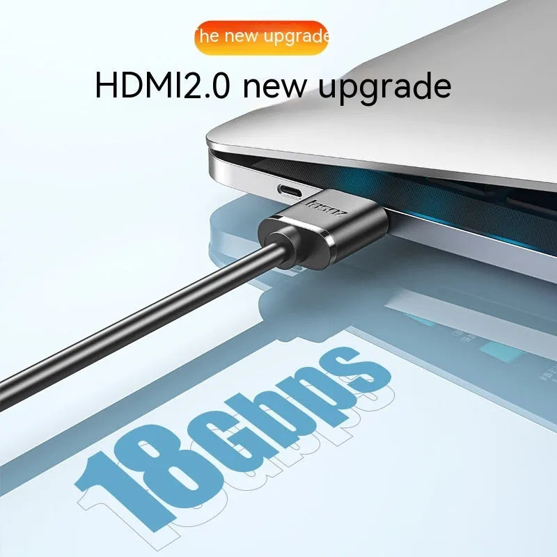Flexible thin HDMI cable with gold-plated connectors showing length options from 50cm to 500cm