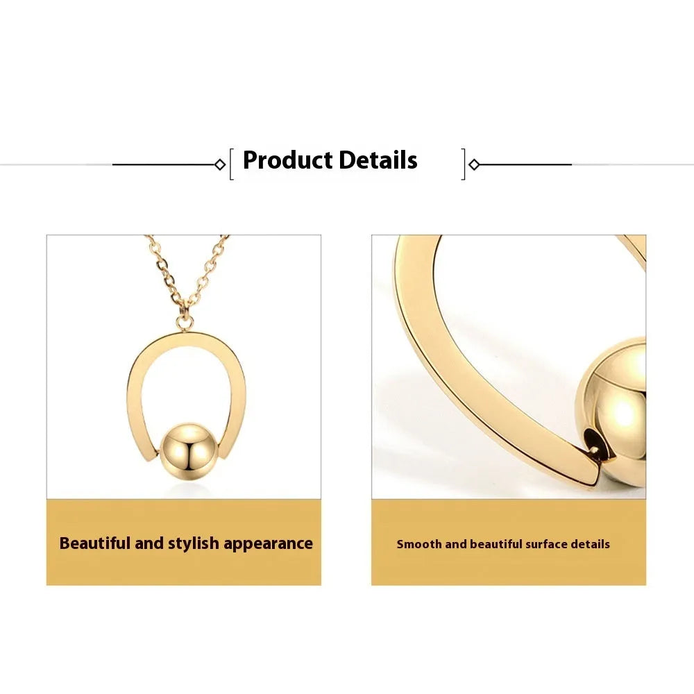 Stainless steel geometric necklace on adjustable 21-50cm cross chain in gold finish